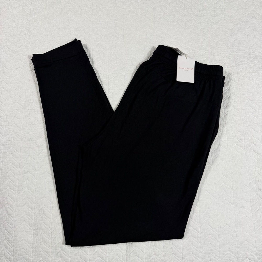 Derek Rose Jersey Trouser Mens L Black Quiet Luxury Micro Modal Joggers NWT
